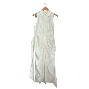 NWT Antonio Melani Lined Linen Blend Ruched Tie Waist Sleeveless Dress Size 10